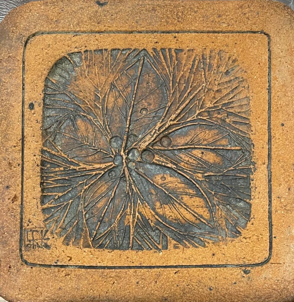 Untitled Tile (Imprint of leaves and berries)