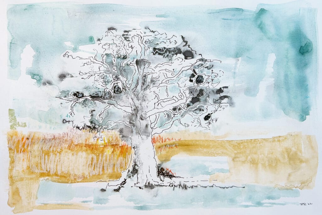 Untitled (#22-100 Tree with golden field)