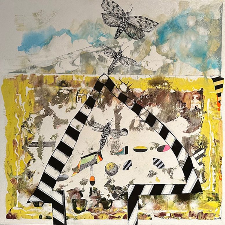 Jane Adams. I Travel West. Mixed media. 2020.