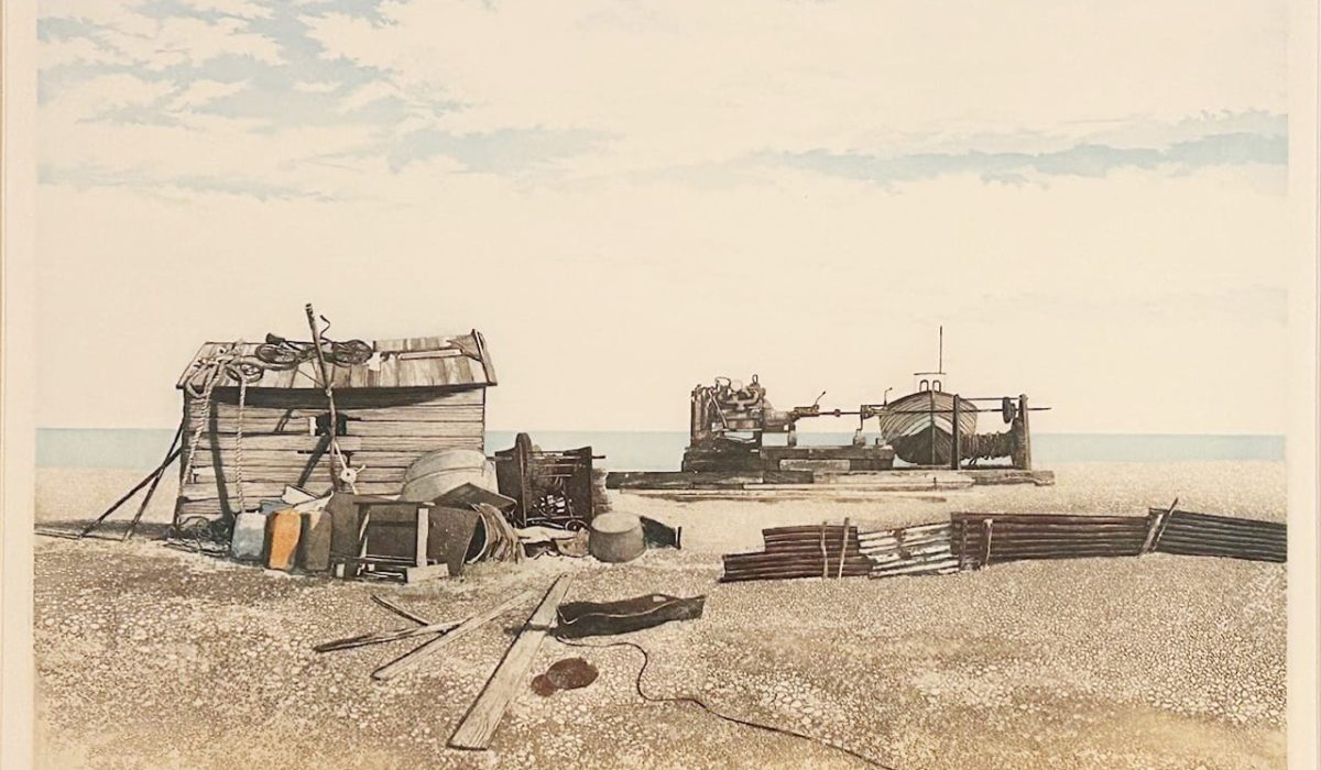 Paul Bisson. On the Pier. Hand coloured etching, 278/350. No date.