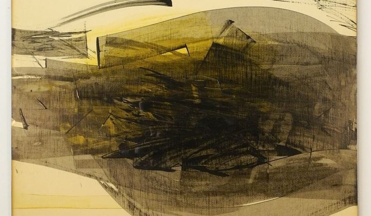 Donald Harvey. Yellow and Black. Mixed media on paper. 1966.