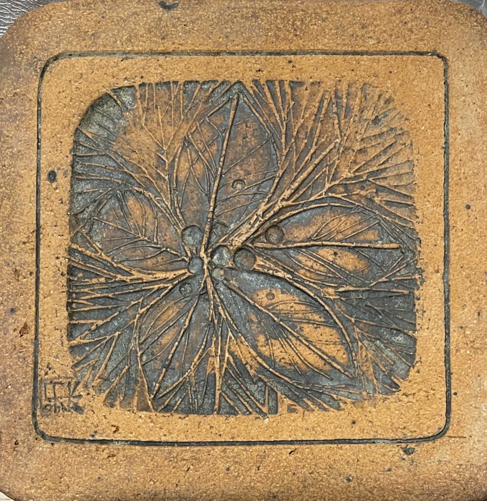 Untitled Tile (Imprint of leaves and berries)